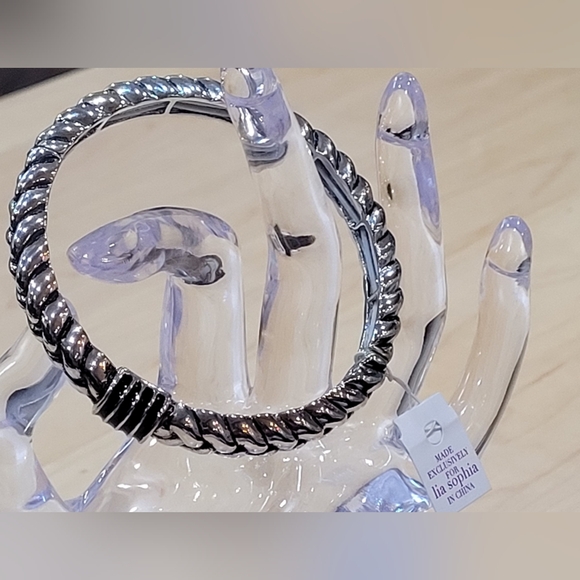 Lia Sohia Braided Design Stretch Bangle Bracelet - Picture 6 of 11